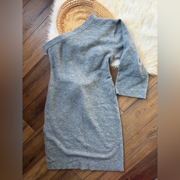 Eloquii Gray One Shoulder Sweater Dress Tie Waist Size 22/24 Wool Blend - Picture 4 of 5